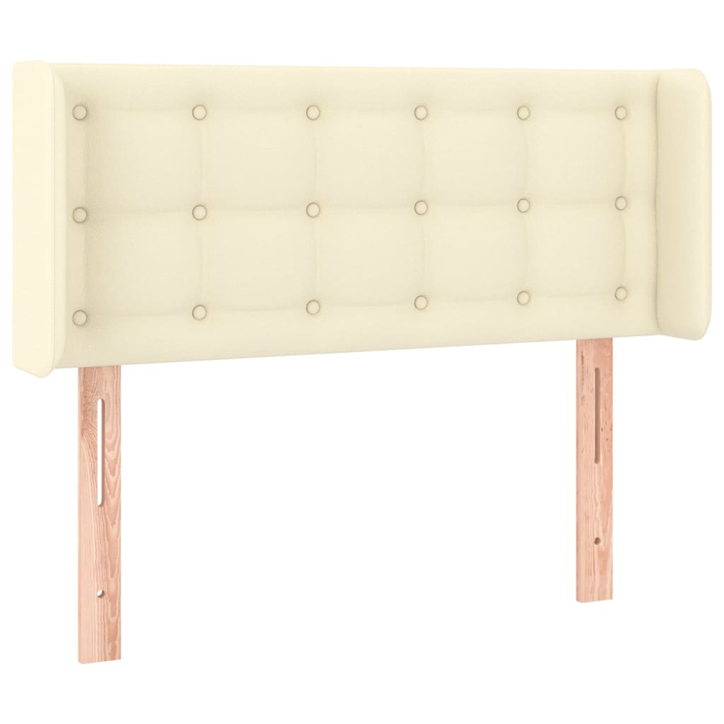 vidaXL Zagłówek do łóżka z LED, kremowy, 83x16x78/88cm, sztuczna skóra