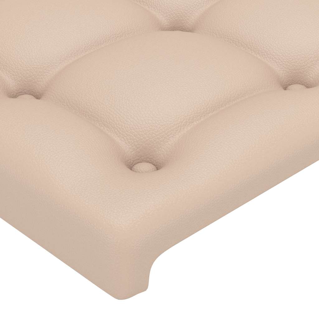 vidaXL Zagłówek do łóżka z LED, cappuccino, 83x16x78/88 cm, ekoskóra