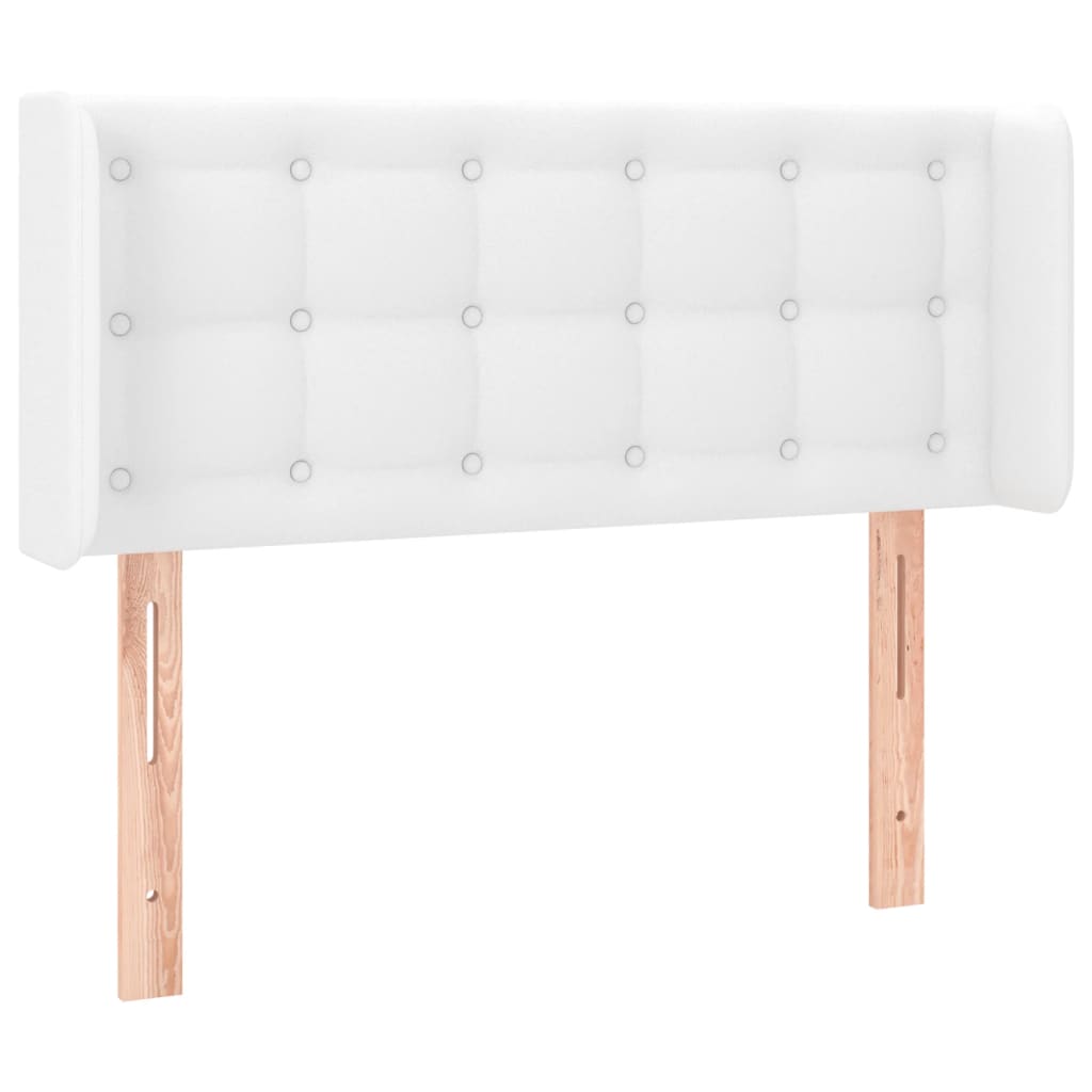 vidaXL Zagłówek do łóżka z LED, biały, 103x16x78/88 cm, sztuczna skóra