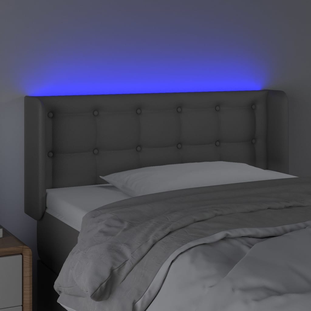 vidaXL Zagłówek do łóżka z LED, szary, 103x16x78/88 cm sztuczna skóra