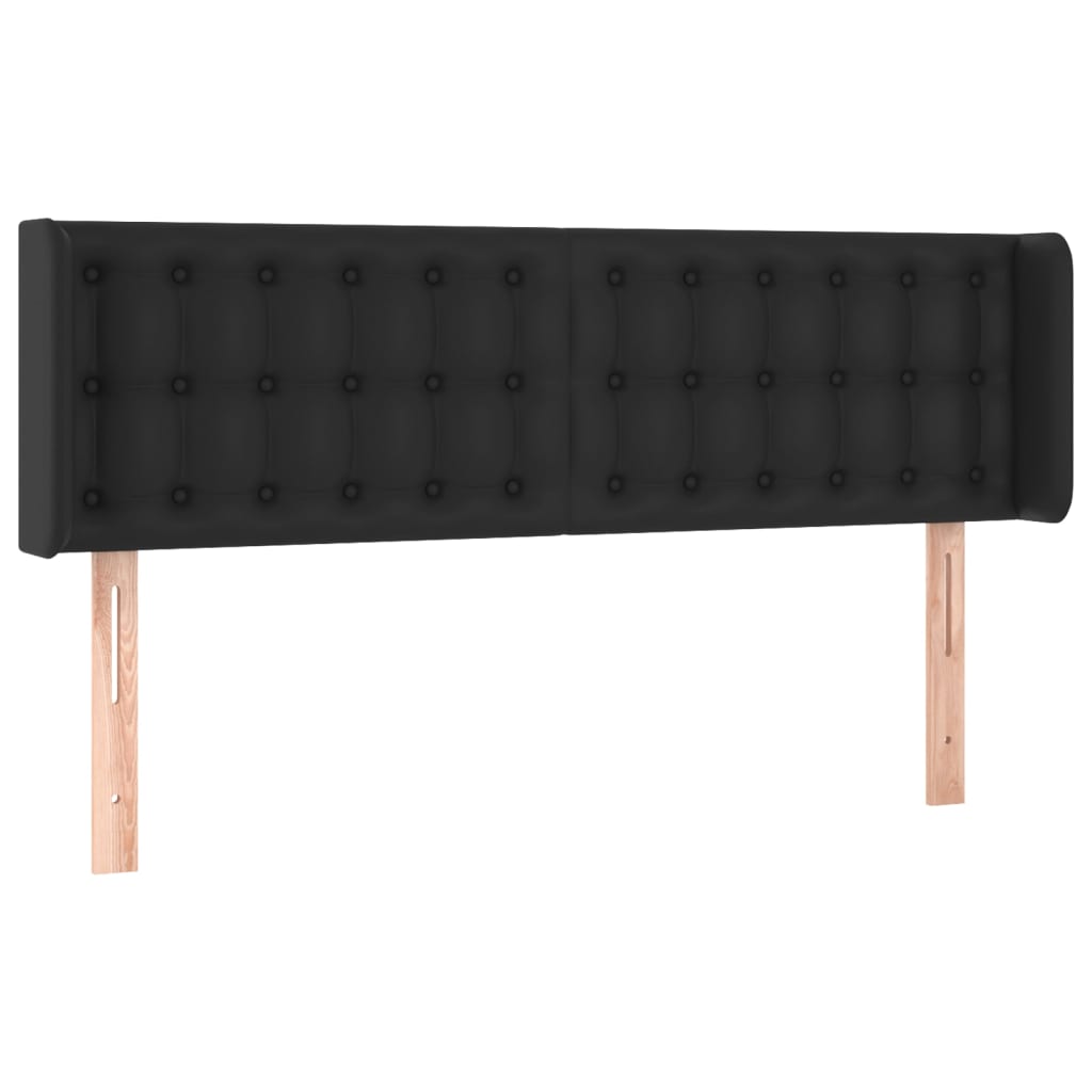 vidaXL Zagłówek do łóżka z LED, czarny, 147x16x78/88cm, sztuczna skóra