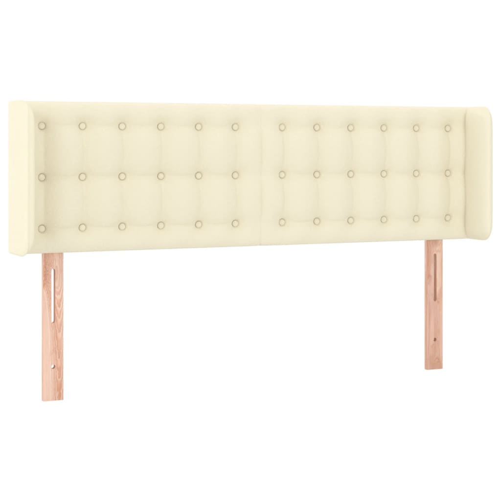 vidaXL Zagłówek do łóżka z LED, kremowy, 147x16x78/88cm sztuczna skóra