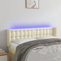 vidaXL Zagłówek do łóżka z LED, kremowy, 147x16x78/88cm sztuczna skóra