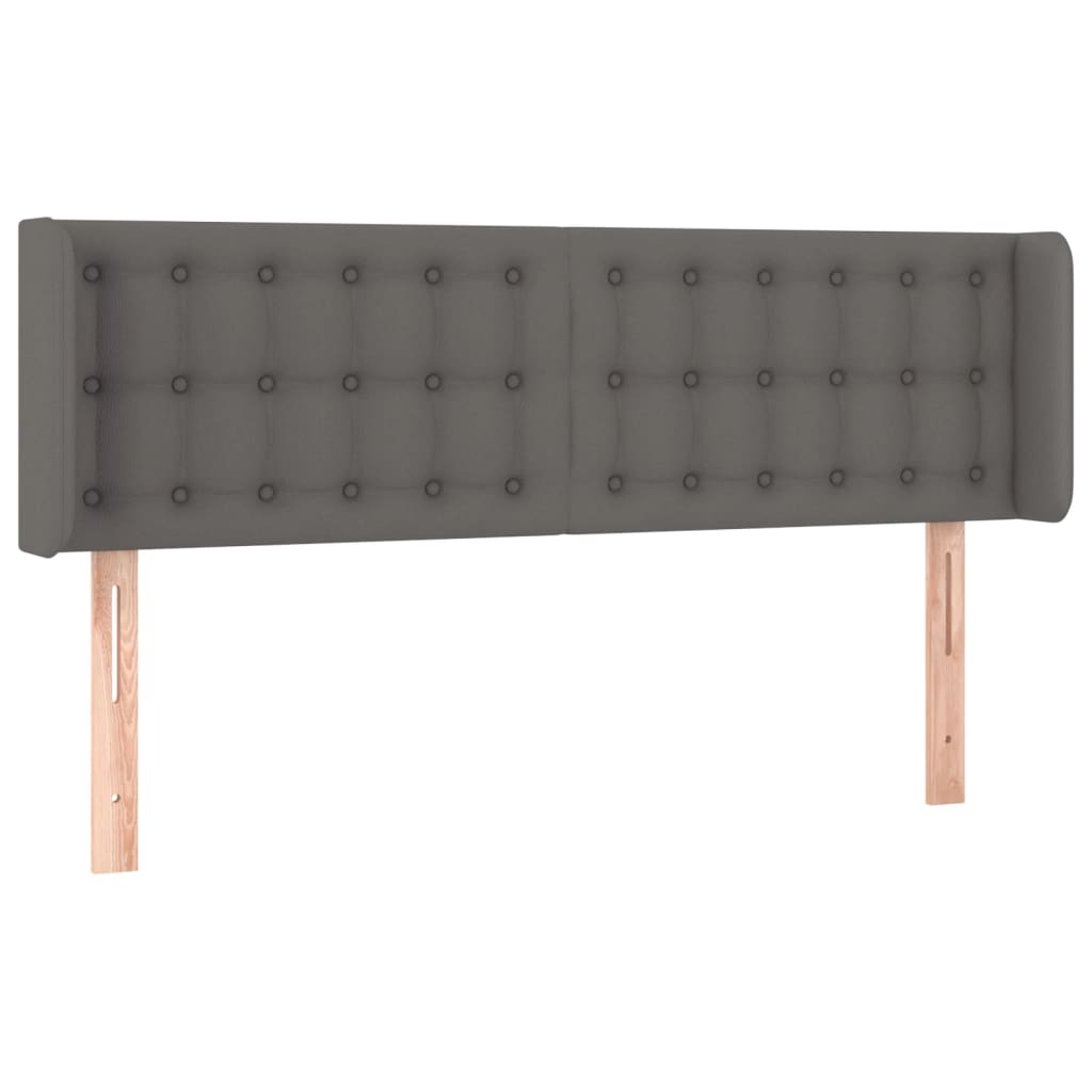vidaXL Zagłówek do łóżka z LED, szary, 147x16x78/88 cm sztuczna skóra