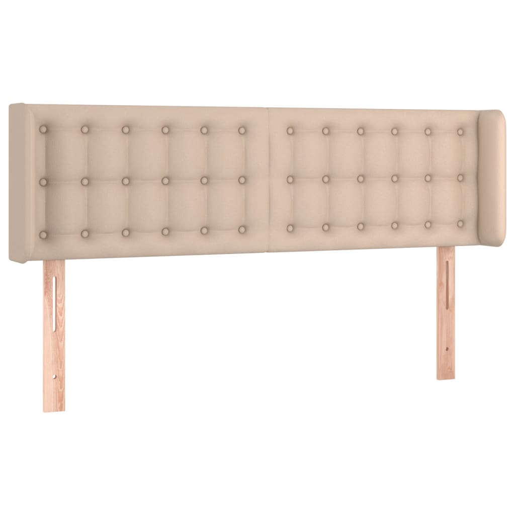 vidaXL Zagłówek do łóżka z LED, cappuccino, 147x16x78/88 cm, ekoskóra