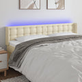 vidaXL Zagłówek do łóżka z LED, kremowy 163x16x78/88 cm sztuczna skóra