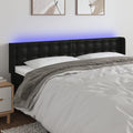 vidaXL Zagłówek do łóżka z LED, czarny, 203x16x78/88cm, sztuczna skóra