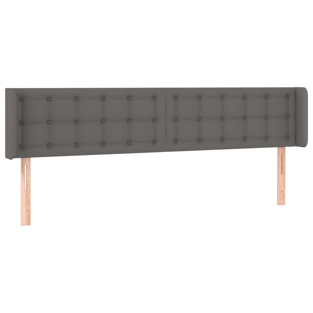 vidaXL Zagłówek do łóżka z LED, szary, 203x16x78/88 cm, sztuczna skóra