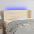 vidaXL Zagłówek do łóżka z LED, kremowy, 93x16x78/88 cm, tkanina
