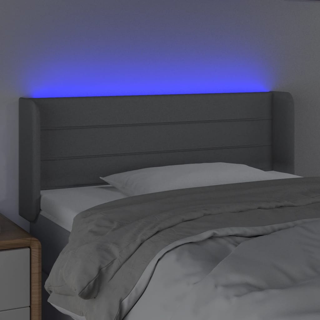 vidaXL Zagłówek do łóżka z LED, jasnoszary, 103x16x78/88 cm, tkanina