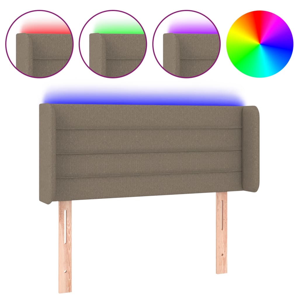 vidaXL Zagłówek do łóżka z LED, taupe, 103x16x78/88 cm, tkanina