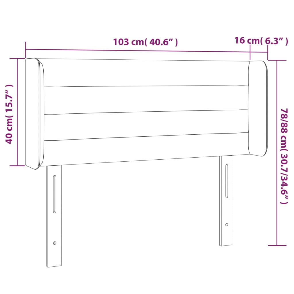 vidaXL Zagłówek do łóżka z LED, niebieski, 103x16x78/88 cm, tkanina