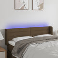 vidaXL Zagłówek do łóżka z LED, ciemnobrązowy, 147x16x78/88cm, tkanina