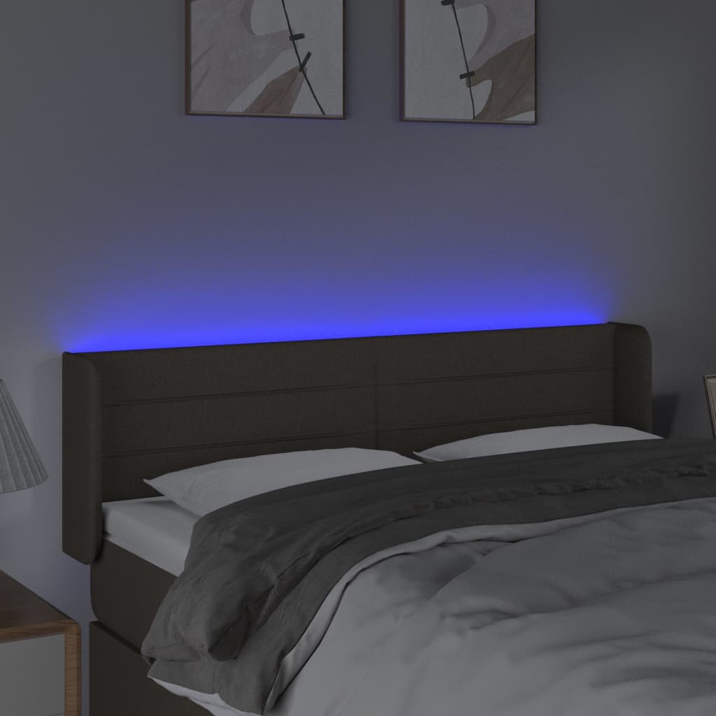 vidaXL Zagłówek do łóżka z LED, taupe, 147x16x78/88 cm, tkanina