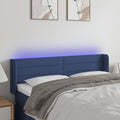 vidaXL Zagłówek do łóżka z LED, niebieski, 147x16x78/88 cm, tkanina