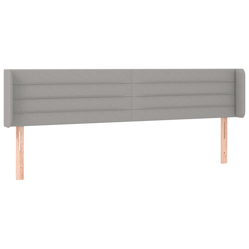 vidaXL Zagłówek do łóżka z LED, jasnoszary, 203x16x78/88 cm, tkanina