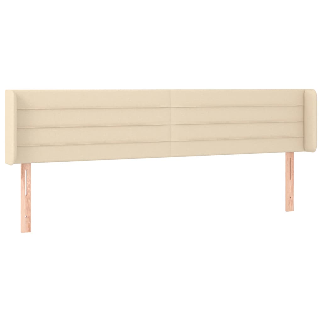vidaXL Zagłówek do łóżka z LED, kremowy, 203x16x78/88 cm, tkanina