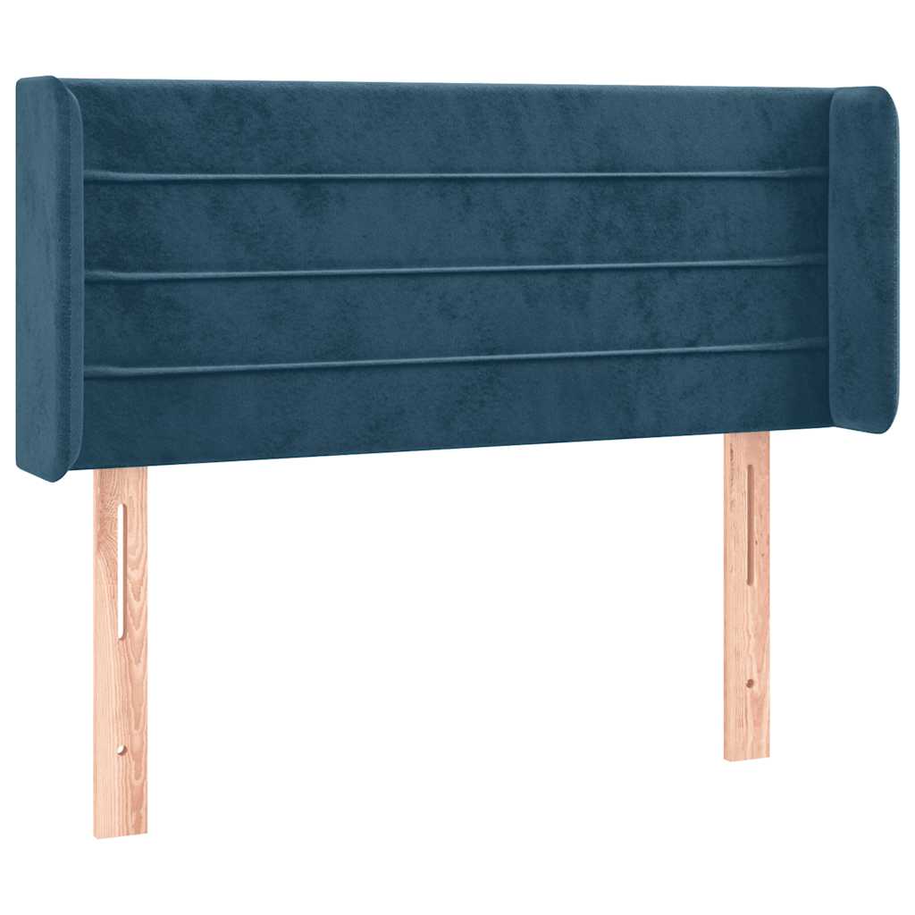 vidaXL Zagłówek do łóżka z LED, ciemnoniebieski 83x16x78/88cm, aksamit