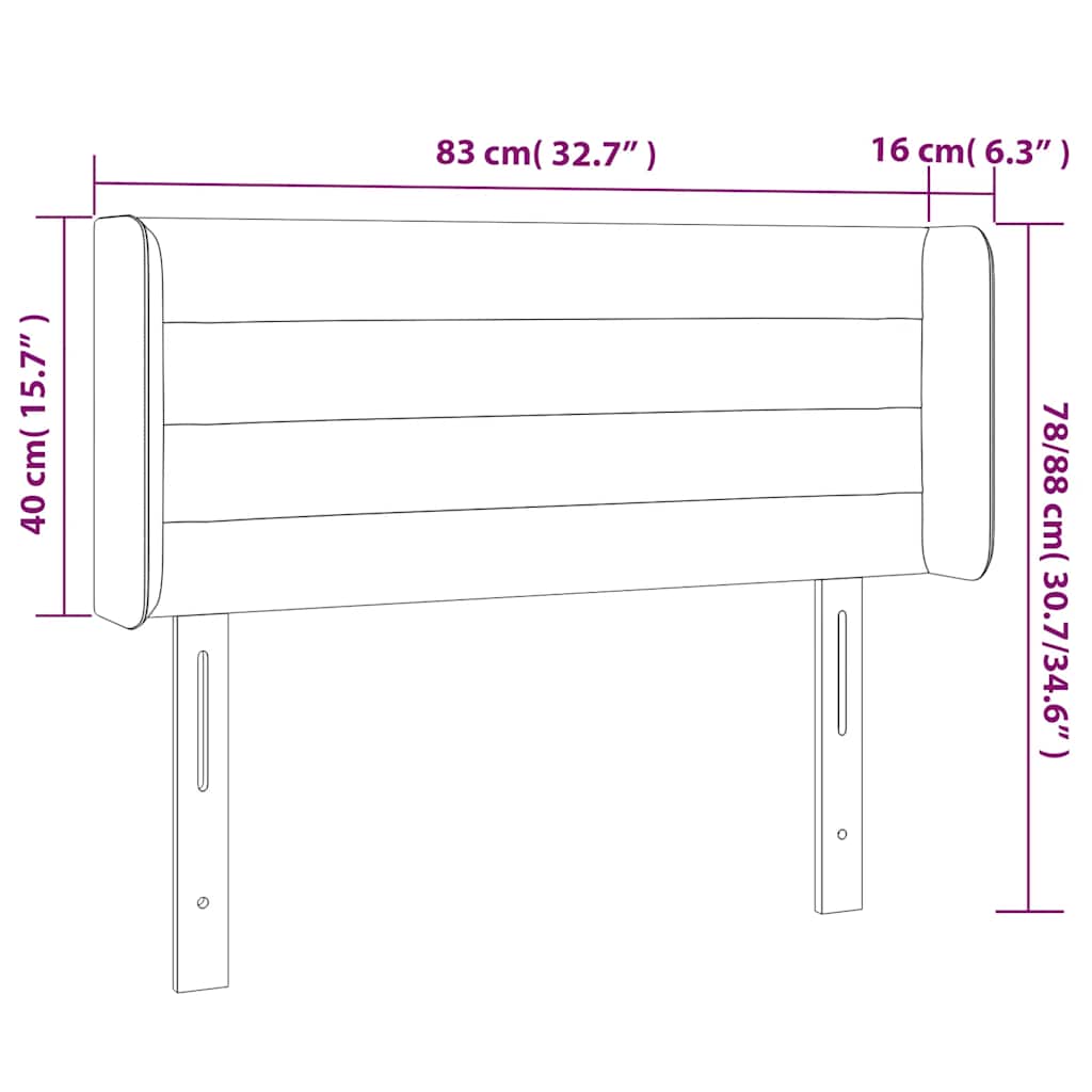 vidaXL Zagłówek do łóżka z LED, ciemnoniebieski 83x16x78/88cm, aksamit