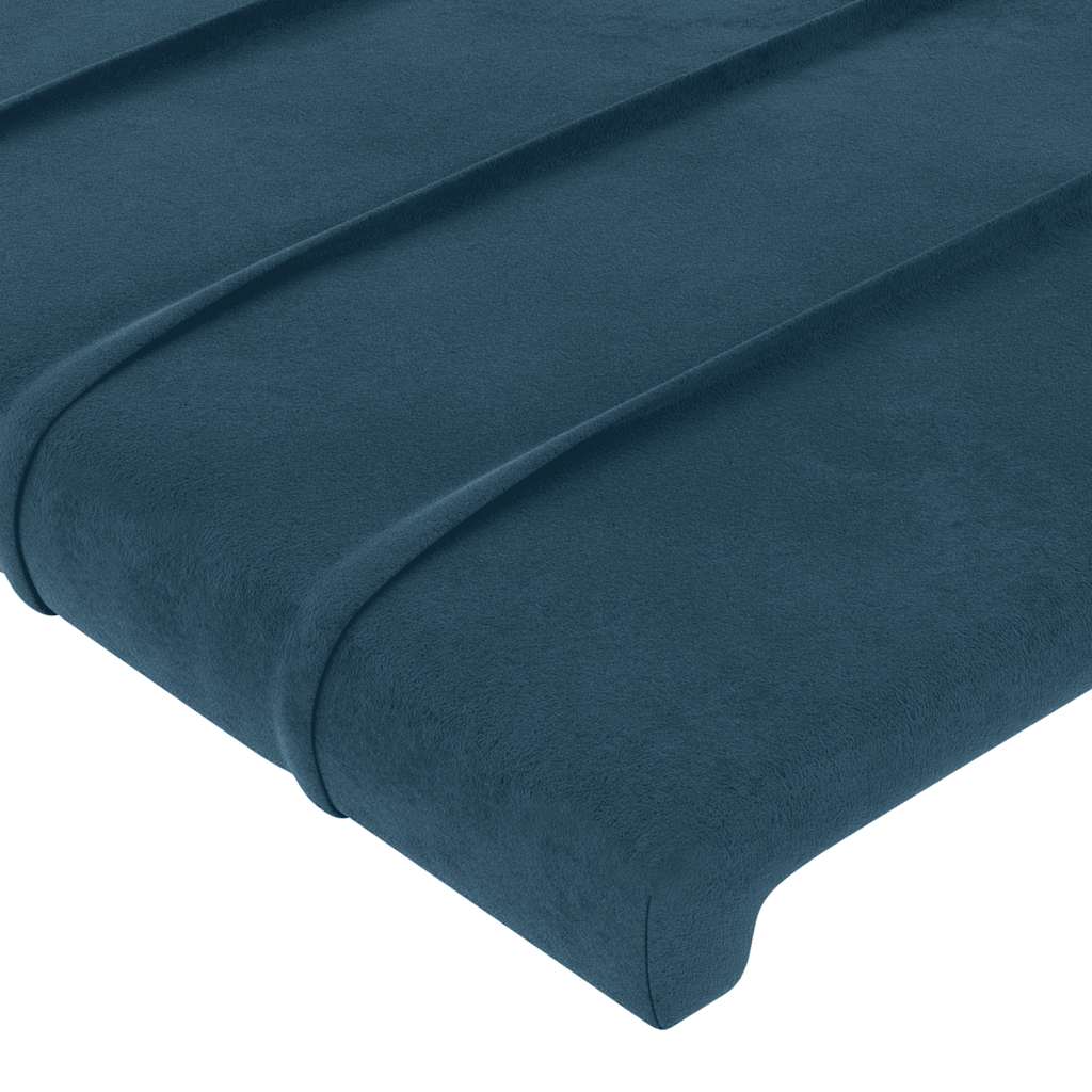 vidaXL Zagłówek do łóżka z LED, ciemnoniebieski 93x16x78/88cm, aksamit