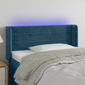 vidaXL Zagłówek do łóżka z LED, ciemnoniebieski 93x16x78/88cm, aksamit