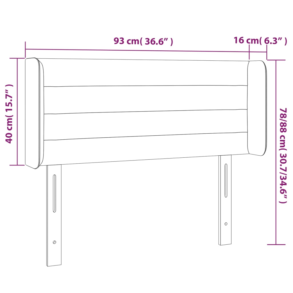 vidaXL Zagłówek do łóżka z LED, różowy, 93x16x78/88 cm, aksamit