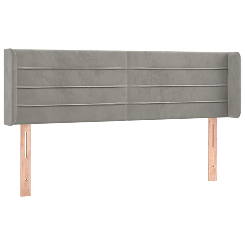vidaXL Zagłówek do łóżka z LED, jasnoszary, 147x16x78/88 cm, aksamit