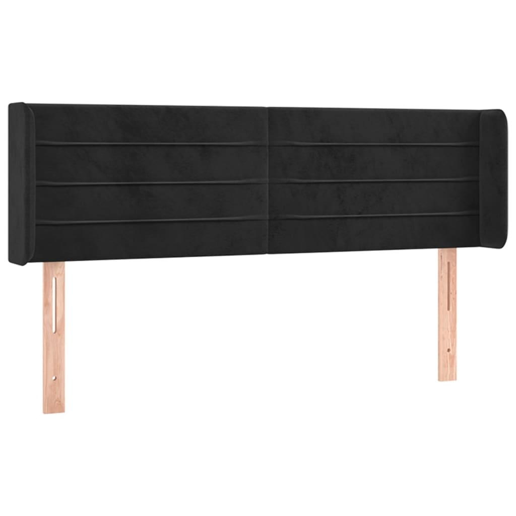 vidaXL Zagłówek do łóżka z LED, czarny, 147x16x78/88 cm, aksamit