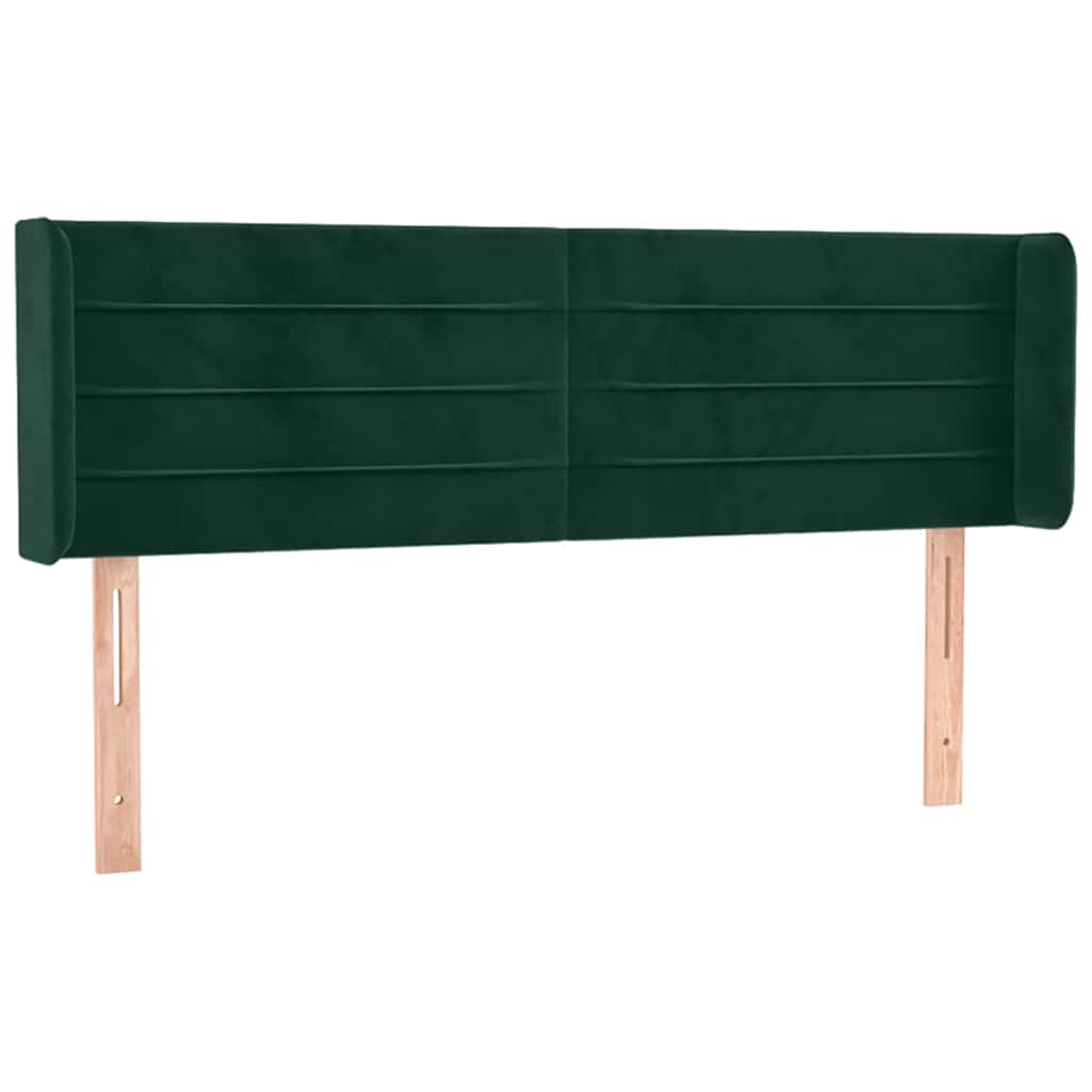 vidaXL Zagłówek do łóżka z LED, ciemnozielony, 147x16x78/88cm, aksamit