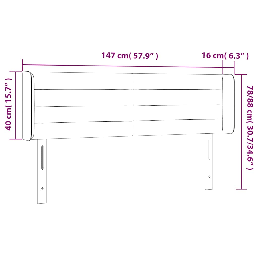 vidaXL Zagłówek do łóżka z LED, ciemnozielony, 147x16x78/88cm, aksamit