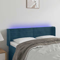 vidaXL Zagłówek do łóżka z LED ciemnoniebieski 147x16x78/88 cm aksamit