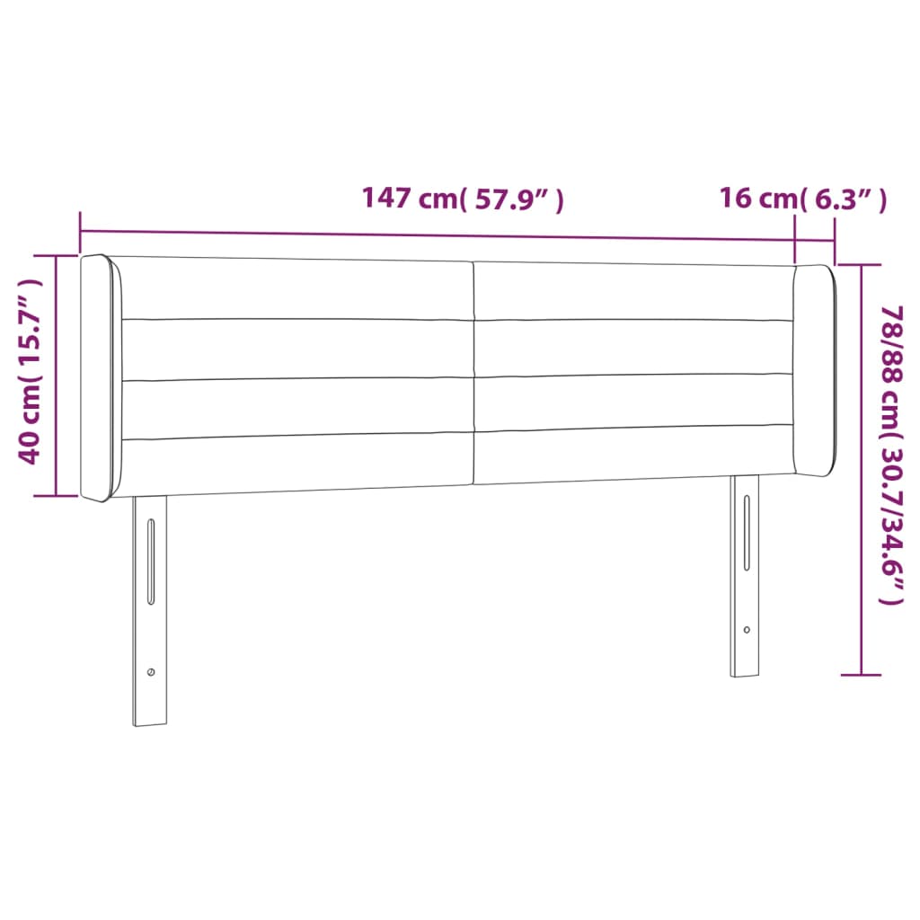 vidaXL Zagłówek do łóżka z LED, różowy, 147x16x78/88 cm, aksamit
