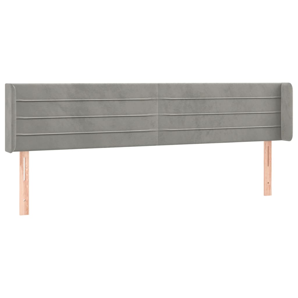 vidaXL Zagłówek do łóżka z LED, jasnoszary, 163x16x78/88 cm, aksamit