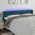 vidaXL Zagłówek do łóżka z LED ciemnoniebieski 163x16x78/88 cm aksamit