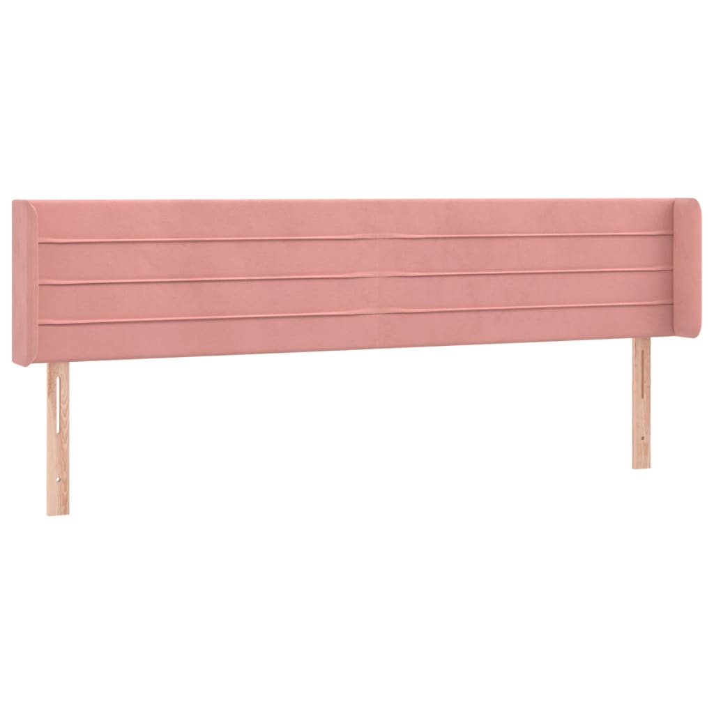 vidaXL Zagłówek do łóżka z LED, różowy, 163x16x78/88 cm, aksamit