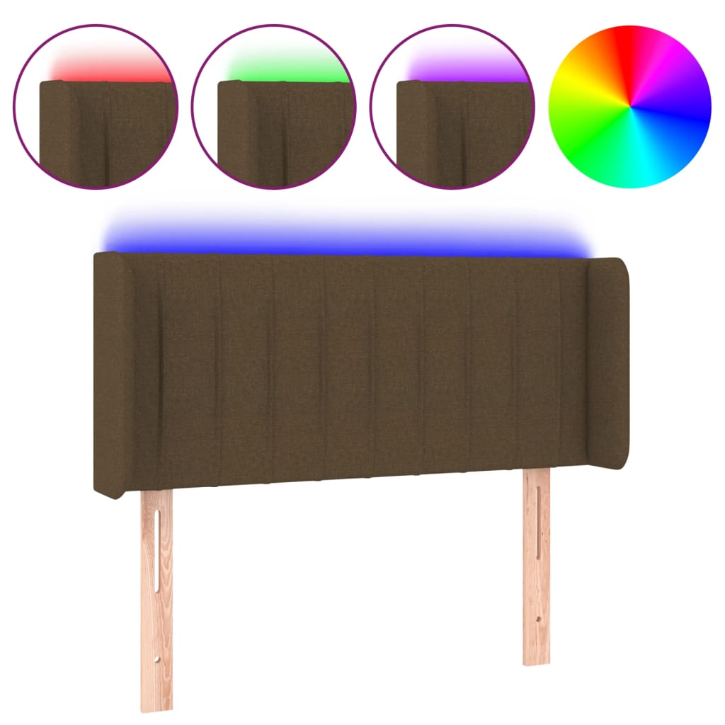 vidaXL Zagłówek do łóżka z LED, ciemnobrązowy, 83x16x78/88 cm, tkanina
