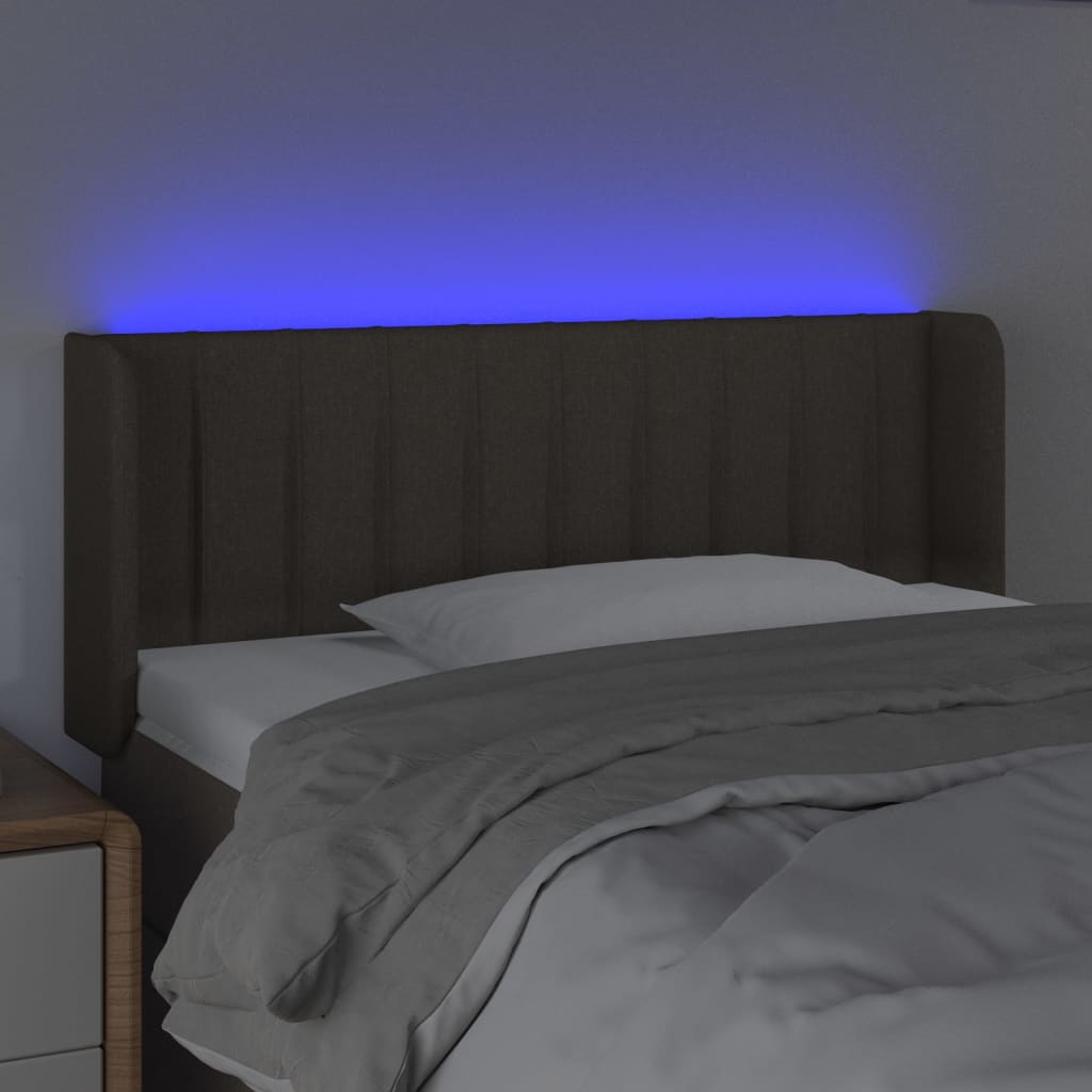 vidaXL Zagłówek do łóżka z LED, taupe, 83x16x78/88 cm, tkanina