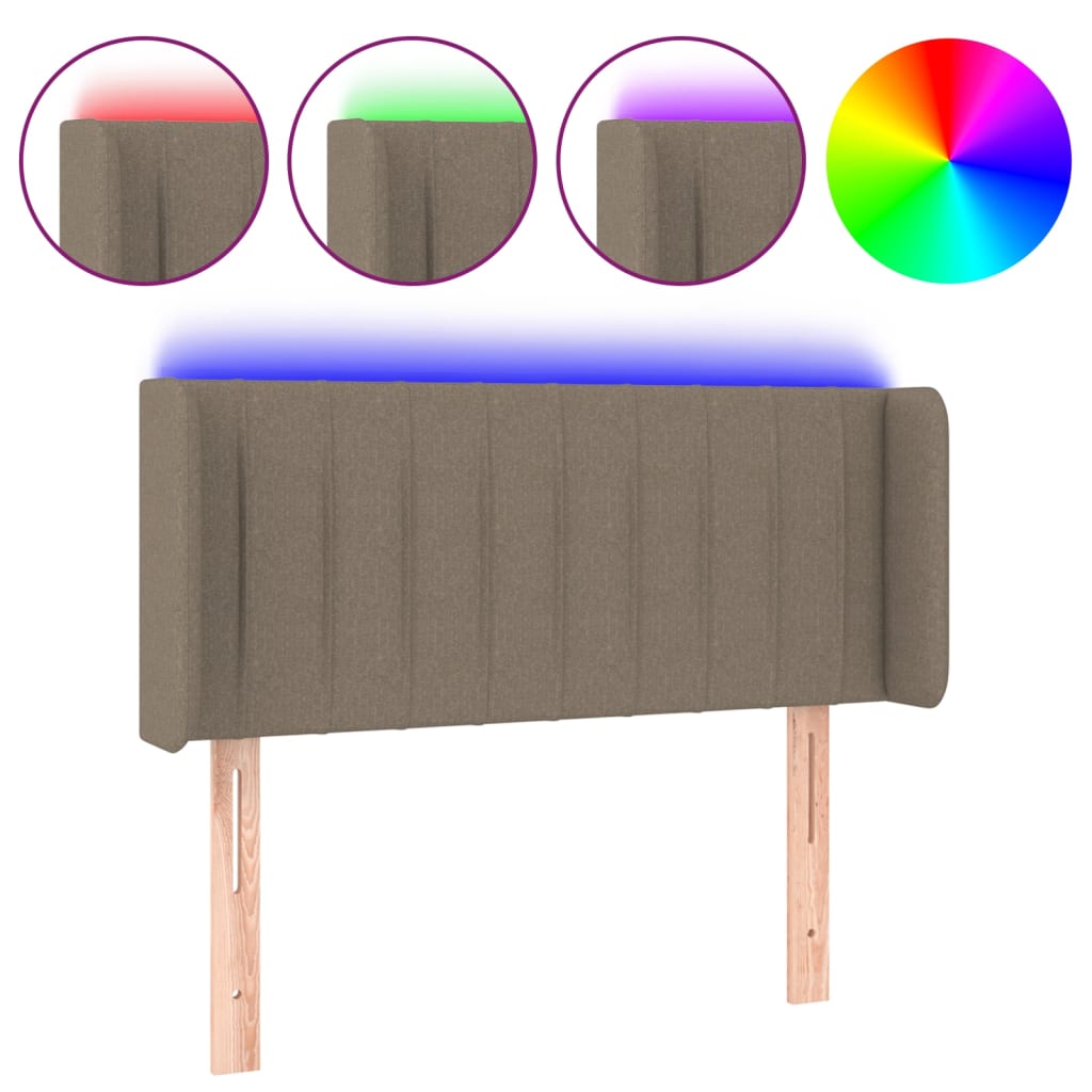 vidaXL Zagłówek do łóżka z LED, taupe, 93x16x78/88 cm, tkanina