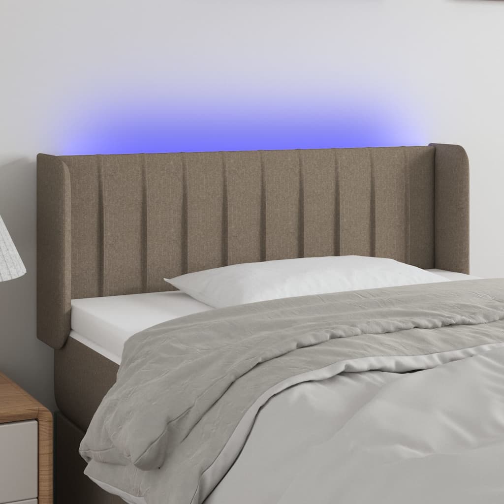 vidaXL Zagłówek do łóżka z LED, taupe, 93x16x78/88 cm, tkanina