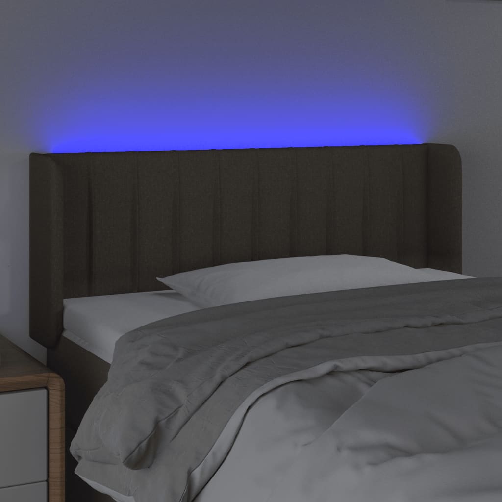 vidaXL Zagłówek do łóżka z LED, taupe, 103x16x78/88 cm, tkanina