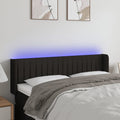 vidaXL Zagłówek do łóżka z LED, czarny, 147x16x78/88 cm, tkanina