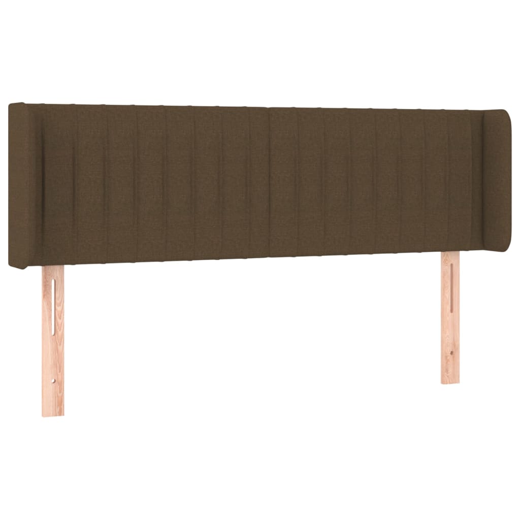 vidaXL Zagłówek do łóżka z LED, ciemnobrązowy, 147x16x78/88cm, tkanina