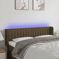 vidaXL Zagłówek do łóżka z LED, ciemnobrązowy, 147x16x78/88cm, tkanina