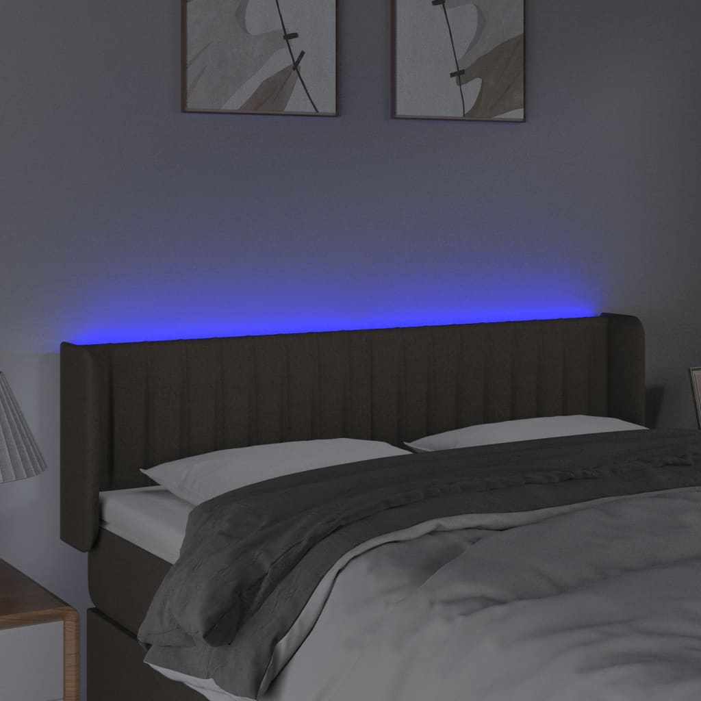 vidaXL Zagłówek do łóżka z LED, taupe, 147x16x78/88 cm, tkanina