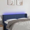 vidaXL Zagłówek do łóżka z LED, niebieski, 147x16x78/88 cm, tkanina