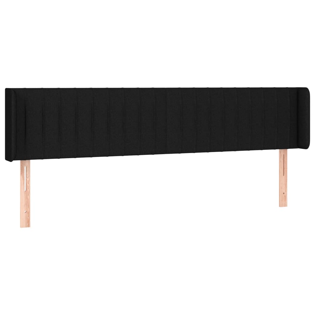 vidaXL Zagłówek do łóżka z LED, czarny, 183x16x78/88 cm, tkanina