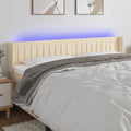 vidaXL Zagłówek do łóżka z LED, kremowy, 183x16x78/88 cm, tkanina
