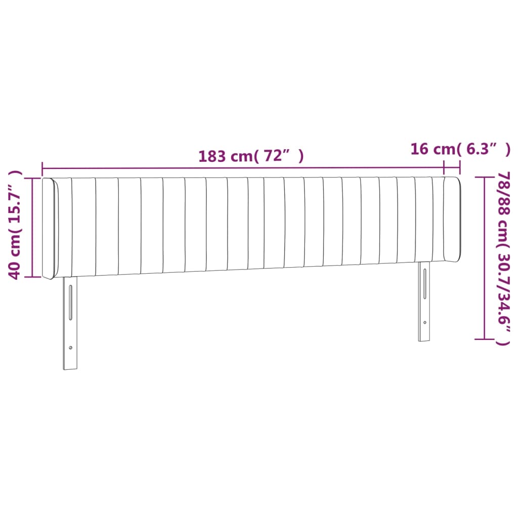 vidaXL Zagłówek do łóżka z LED, niebieski, 183x16x78/88 cm, tkanina