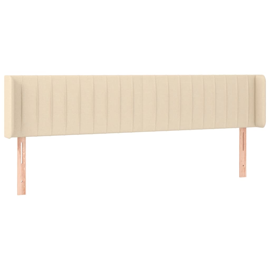 vidaXL Zagłówek do łóżka z LED, kremowy, 203x16x78/88 cm, tkanina