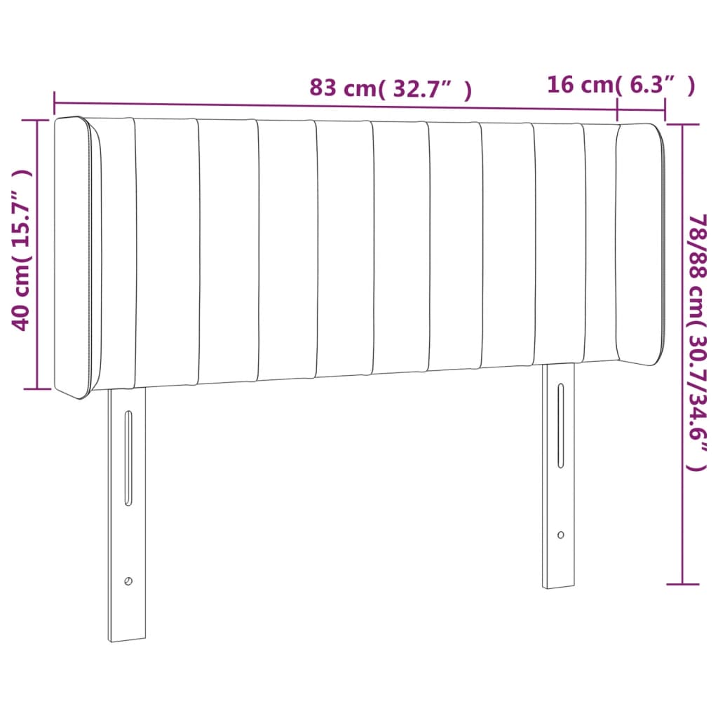 vidaXL Zagłówek do łóżka z LED, jasnoszary, 83x16x78/88 cm, aksamit